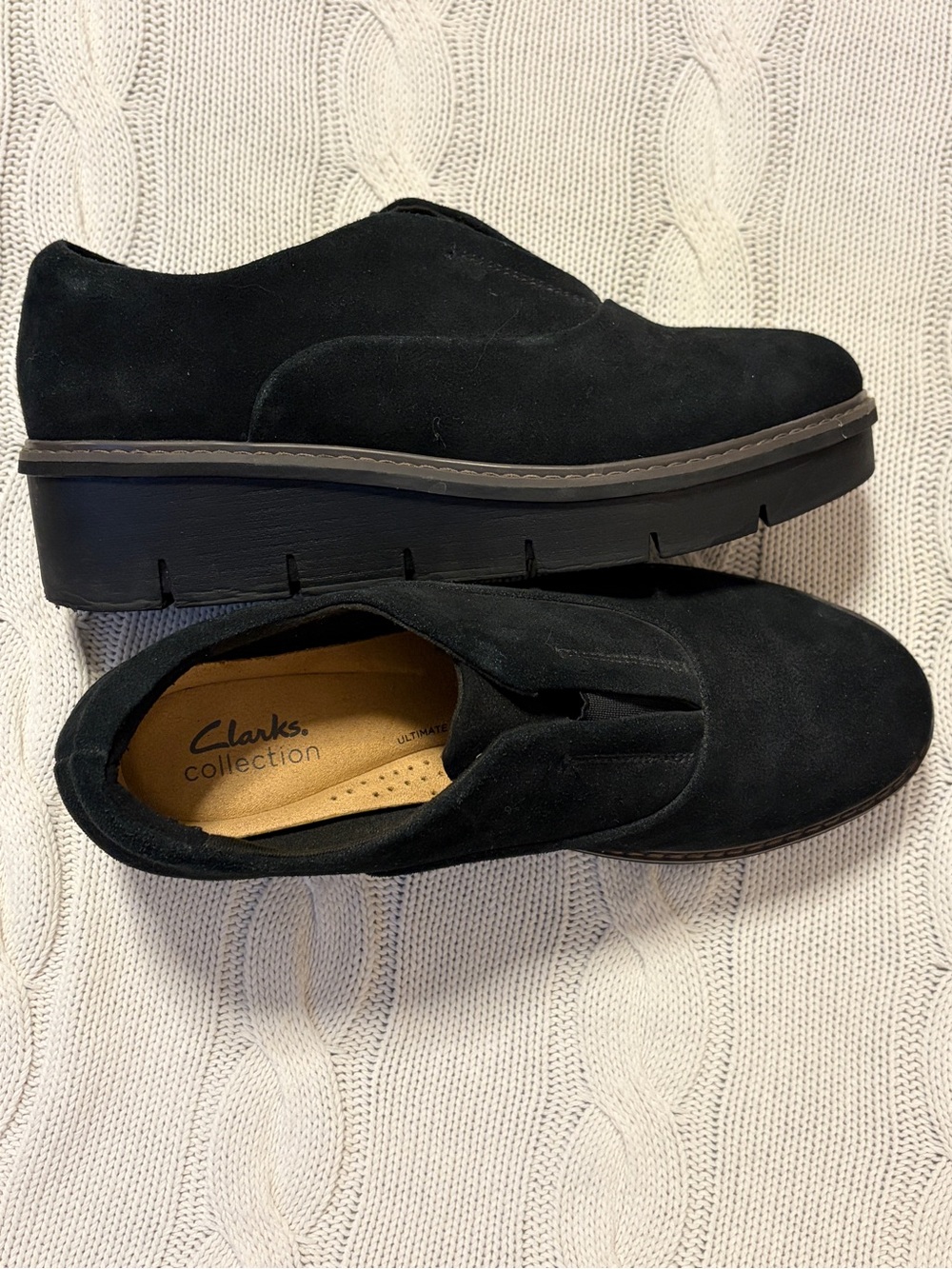 Clarks Collection Airabell Sky Women’s Loafers Black Suede Size 6.5